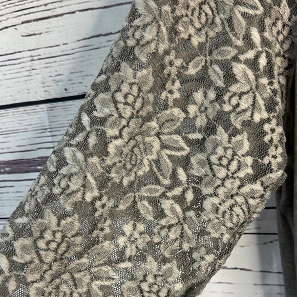 Chic Olive Long Sleeve Top with Floral Sleeves - Picture 6 of 9